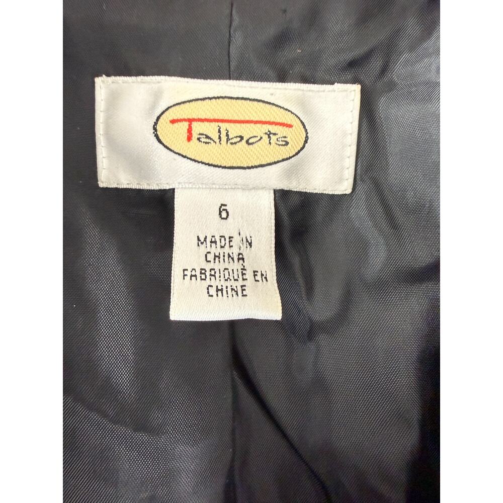 Talbots Size 6 Minimalist Career Blazer Jacket Black Long Sleeve Cotton Lined - Picture 5 of 8
